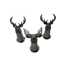 Jägermeister Pewter Shot Glasses Deer Head Antler Metal Lot of 3‎ Barware